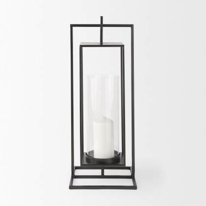 Mercana Albus I Large Black Metal Rectangular Table Candle Holder