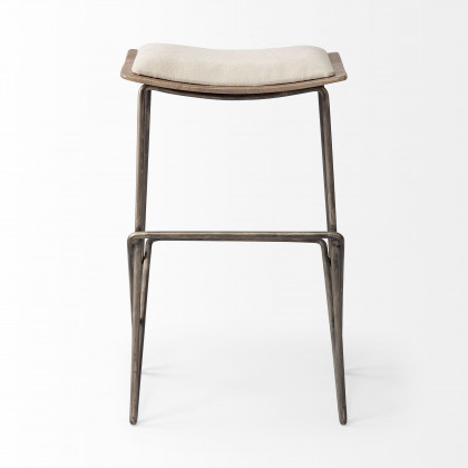 Mercana Katniss Upholstered Seat Small Bar/Counter Stool - Cream, Metal