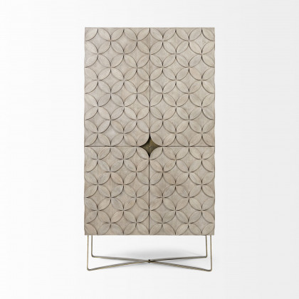 Mercana - Excelsior II Light Brown Wood Gold Iron Base Storage Cabinet