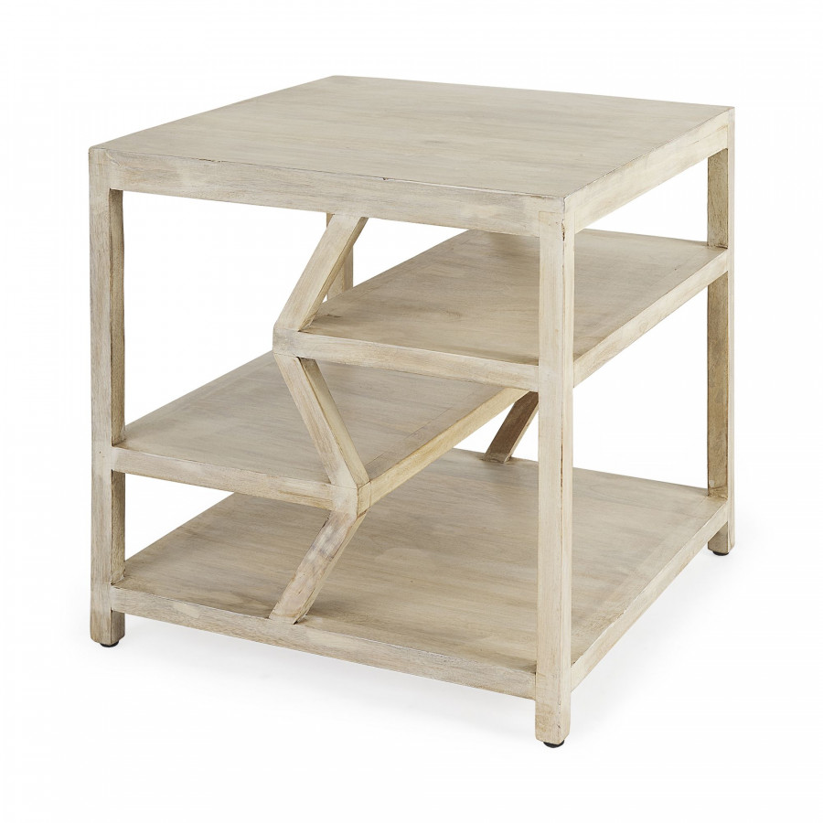 Mercana - Dayton I Square Top Light Brown Wooden Multi-Level Shelf End/Side Table