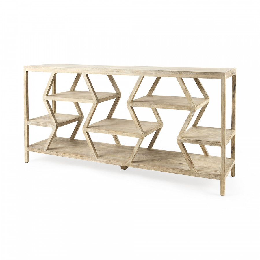 Mercana - Dayton II Natural Wooden Multi-Level Shelf Console Table
