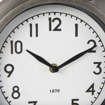Mercana - Camden Gray Distressed Metal Porthole Table Clock