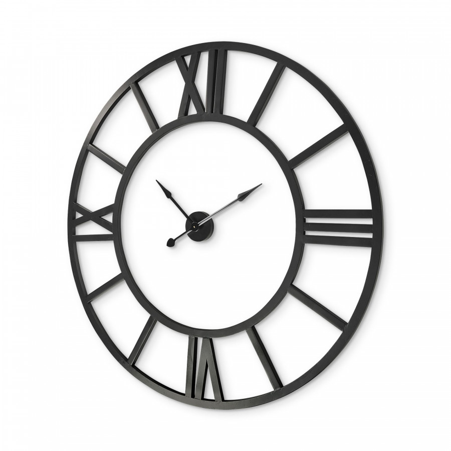 Mercana Stoke 54" Round Industrial Wall Clock - Black