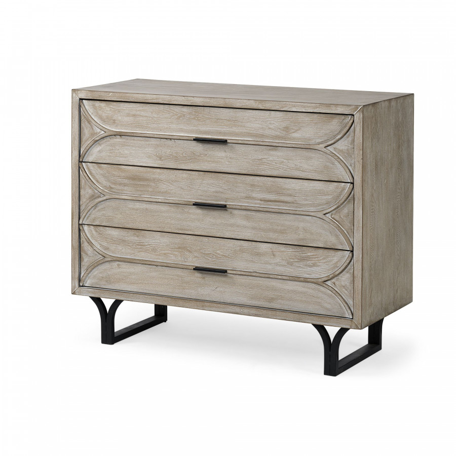 Mercana Giselle I Fir Veneer 3 Drawer Accent Cabinet - Light Brown