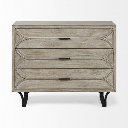 Mercana Giselle I Fir Veneer 3 Drawer Accent Cabinet - Light Brown