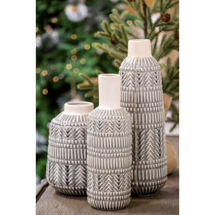 Mercana Riker Vase - Gray/Cream, H9"