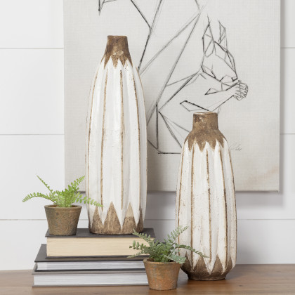 Mercana Sisko Vase - Brown/White, H18"