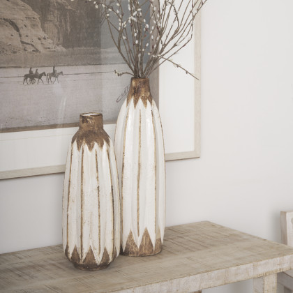 Mercana Sisko Vase - Brown/White, H18"