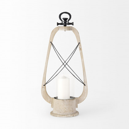 Mercana Zain Large Candle Holder Lantern - Brown, Wood