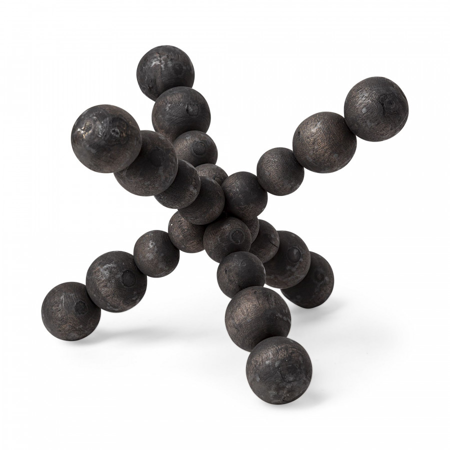 Mercana Carollan II Large 9L x 9W Geometric Wood Ball Jack - Black