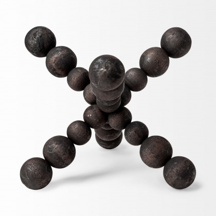 Mercana Carollan II Large 9L x 9W Geometric Wood Ball Jack - Black
