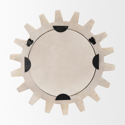 Mercana Sterling Cog I Round 17" Mirror with Wood Frame - White