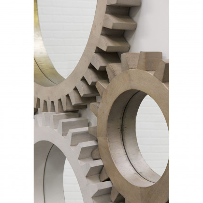 Mercana Sterling Cog II Round 26" Mirror with Wood Frame - White