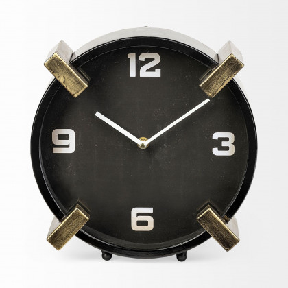 Mercana - Agar Black Metal Round Table Clock