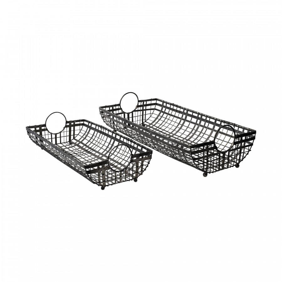 Mercana - Kenneth 24L x 12W Gray Metal Baskets (Set of 2)