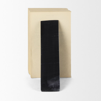 Mercana - Alec 5L x 2W Black Marble Pyramid Bookends (Set of 2)