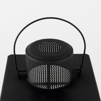 Mercana Gamfield Short Candle Holder Lantern - Clear/Black, Metal