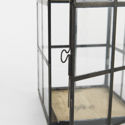 Mercana Gamfield Medium Candle Holder Lantern - Clear/Black, Metal