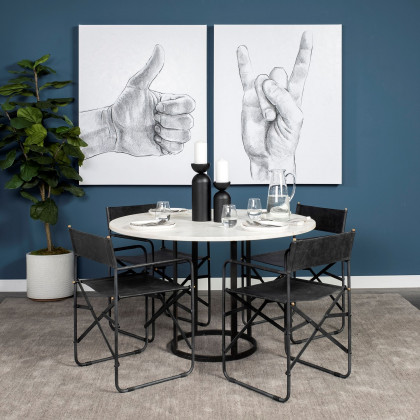 Mercana Tanner Round Dining Table - Black, Stone