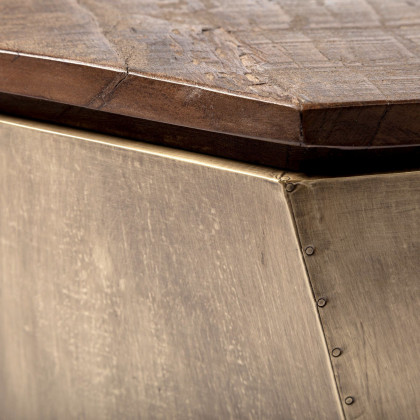 Mercana Esagono End Table with Storage - Gold