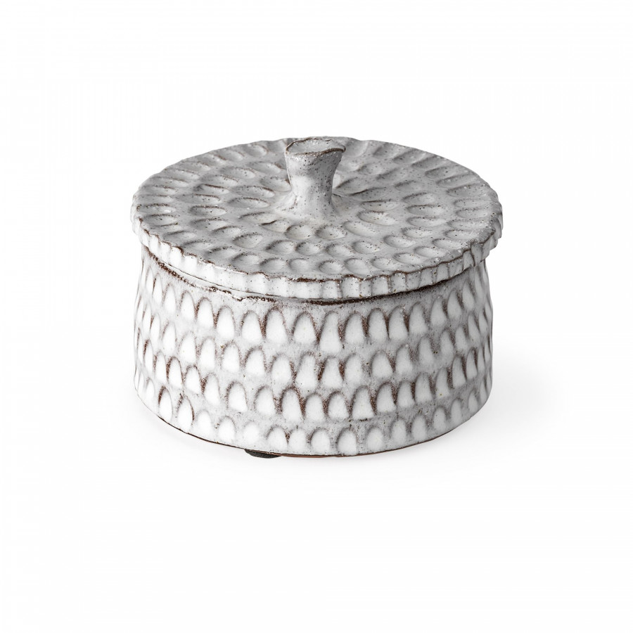 Mercana Azul Small 5L x 5W Ceramic Detailed Decorative Box - Gray