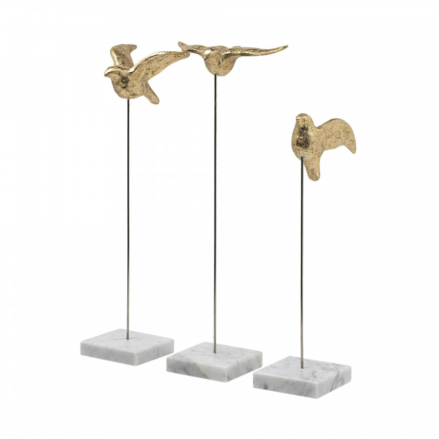 Mercana - Aya 11L x 4W Gold Metal Decorative Birds (Set of 3)