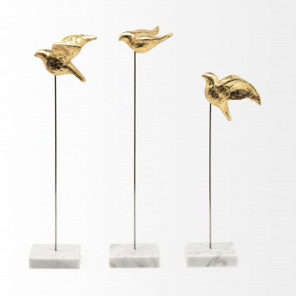 Mercana - Aya 11L x 4W Gold Metal Decorative Birds (Set of 3)