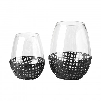 Mercana Reena Candle Holder - Black, H8"