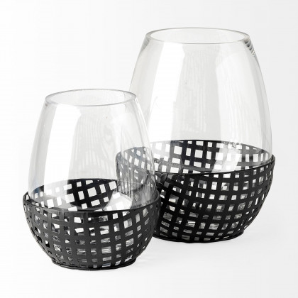 Mercana Reena Candle Holder - Black, H8"