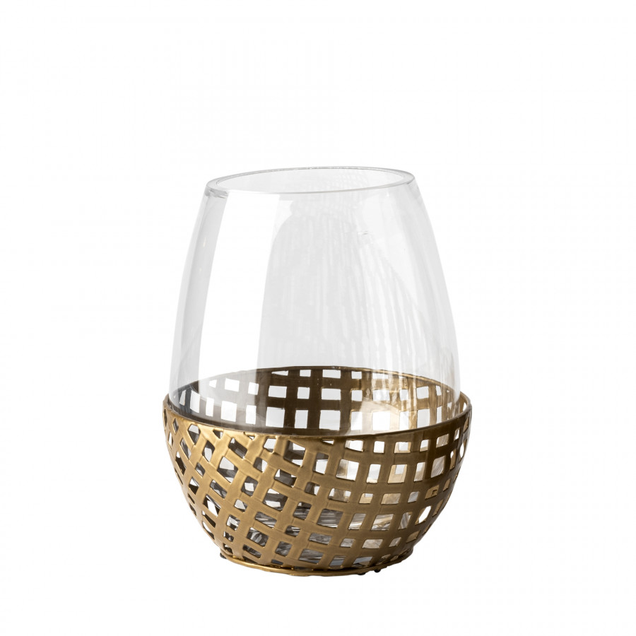 Mercana Reena Candle Holder - Gold, H8"