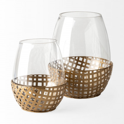 Mercana Reena Candle Holder - Gold, H8"