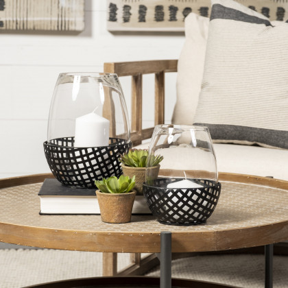 Mercana Reena Candle Holder - Black, H10"