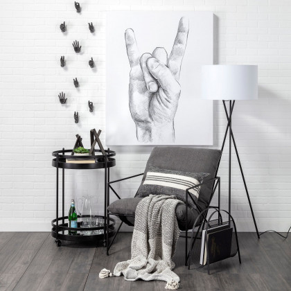 Mercana Ambrose Floor Lamp with White Fabric Shade - Black
