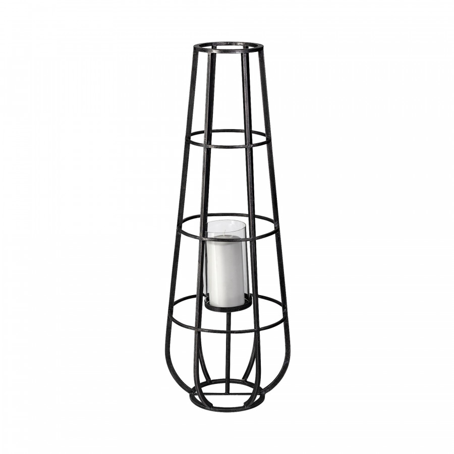 Mercana Bella Large Candle Holder Lantern - Black, Metal