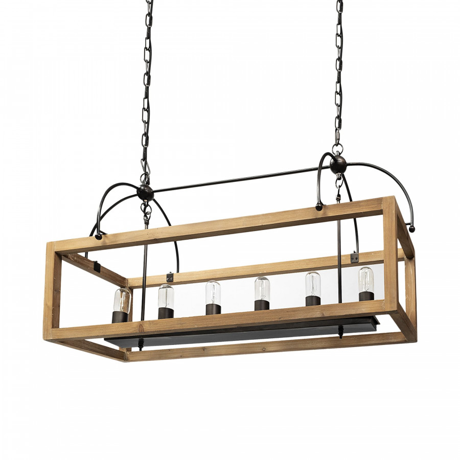 Mercana - Josie Natural Wood Chassis Six Light Chandelier