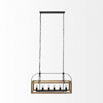 Mercana - Josie Natural Wood Chassis Six Light Chandelier