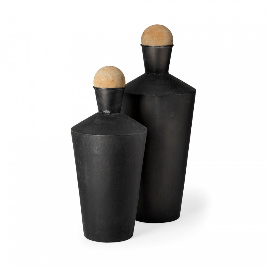 Mercana - Asher Black Metal Urns (Set of 2)