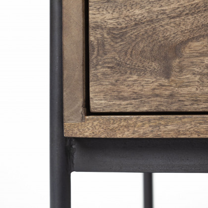 Mercana - Glenn I Dark Brown Wood with Black Iron Frame Square End/Side Table
