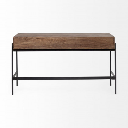 Mercana - Glenn III Dark Brown Wood with Black Iron Frame/4 Drawer Console Table