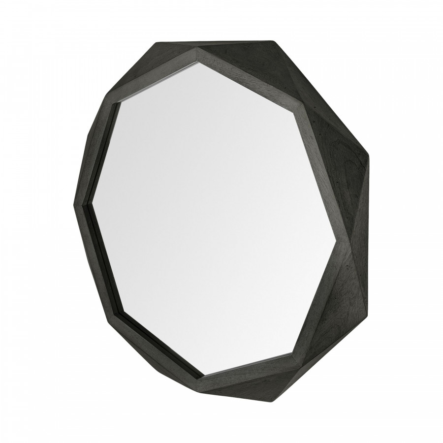 Mercana Aramis II Octagon 41" Wall Mirror with Wood Frame - Black