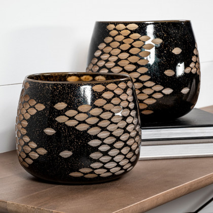 Mercana Mojave Small Vase - Black/Gold, Glass