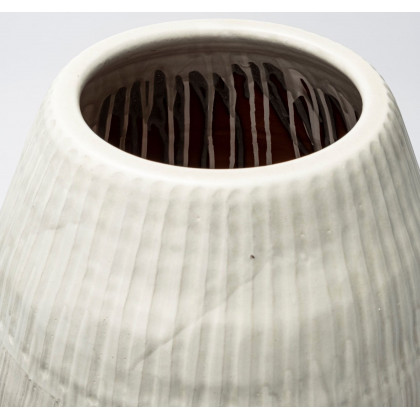 Mercana Reyan Small Ceramic Striped Vase - White