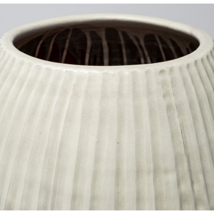 Mercana Reyan Large Ceramic Striped Vase - White