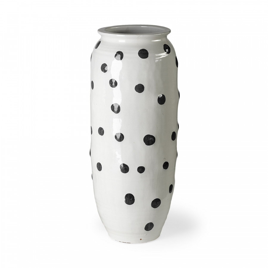 Mercana - Polka Large 32H White Ceramic Polka Dot Vase