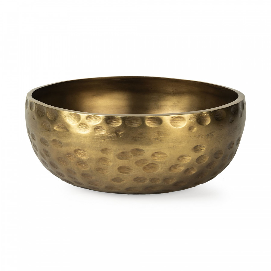 Mercana - Karmel 12L x 12W Gold Hammered Aluminum Bowl