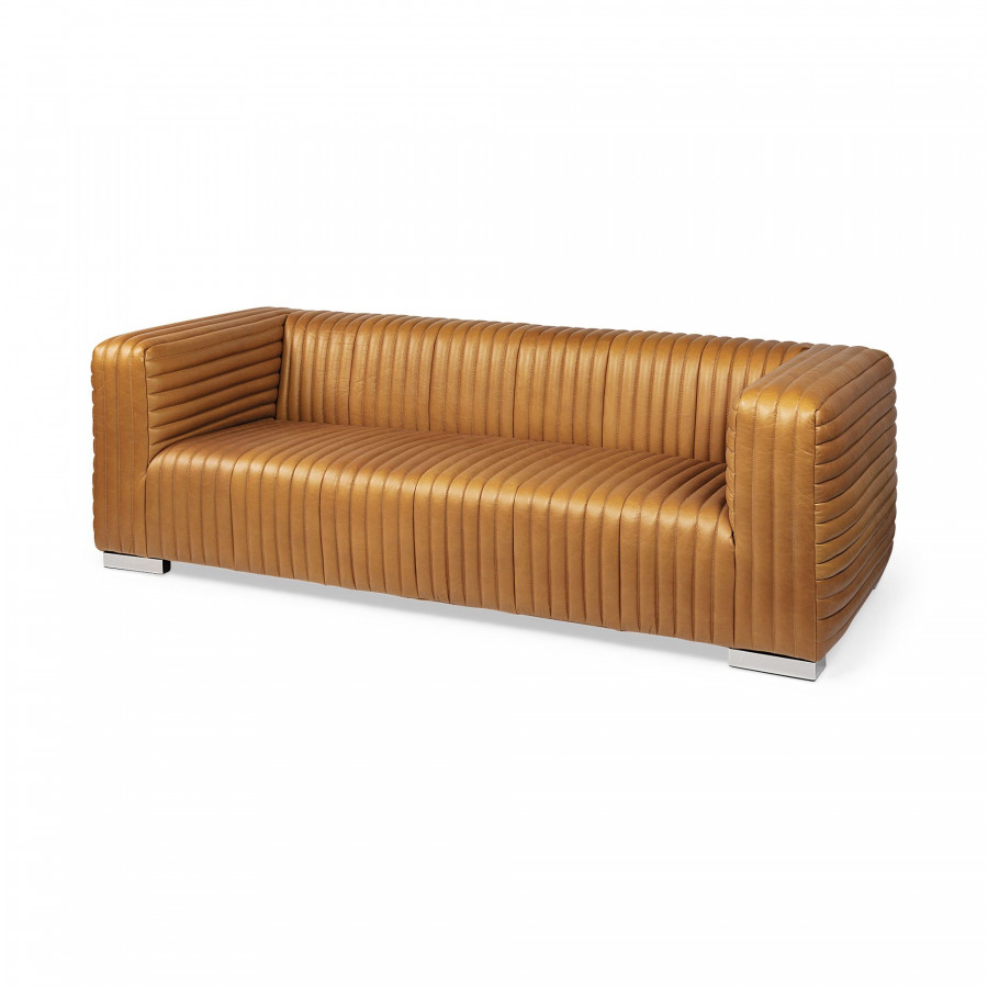 Mercana Ricciardo 86,6" 3 Seater Sofa - Cognac, Leather