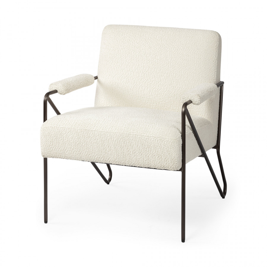 Mercana - Vicunya Upholstered Accent Chair in White, Iron