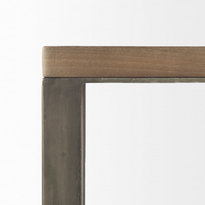 Mercana - Faye Medium Brown Wood with Antique Nickel Finished Metal Base C Side Table