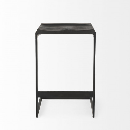 Mercana Kiran Wood Seat Bar/Counter Stool - Black, H26"