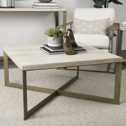Mercana Faye Square Coffee Table - Beige, Wood